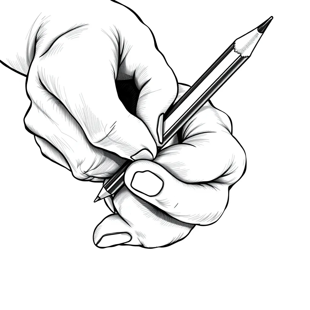 A close-up of human hands sketching, pencil in motion – lifelike anatomy in black and white