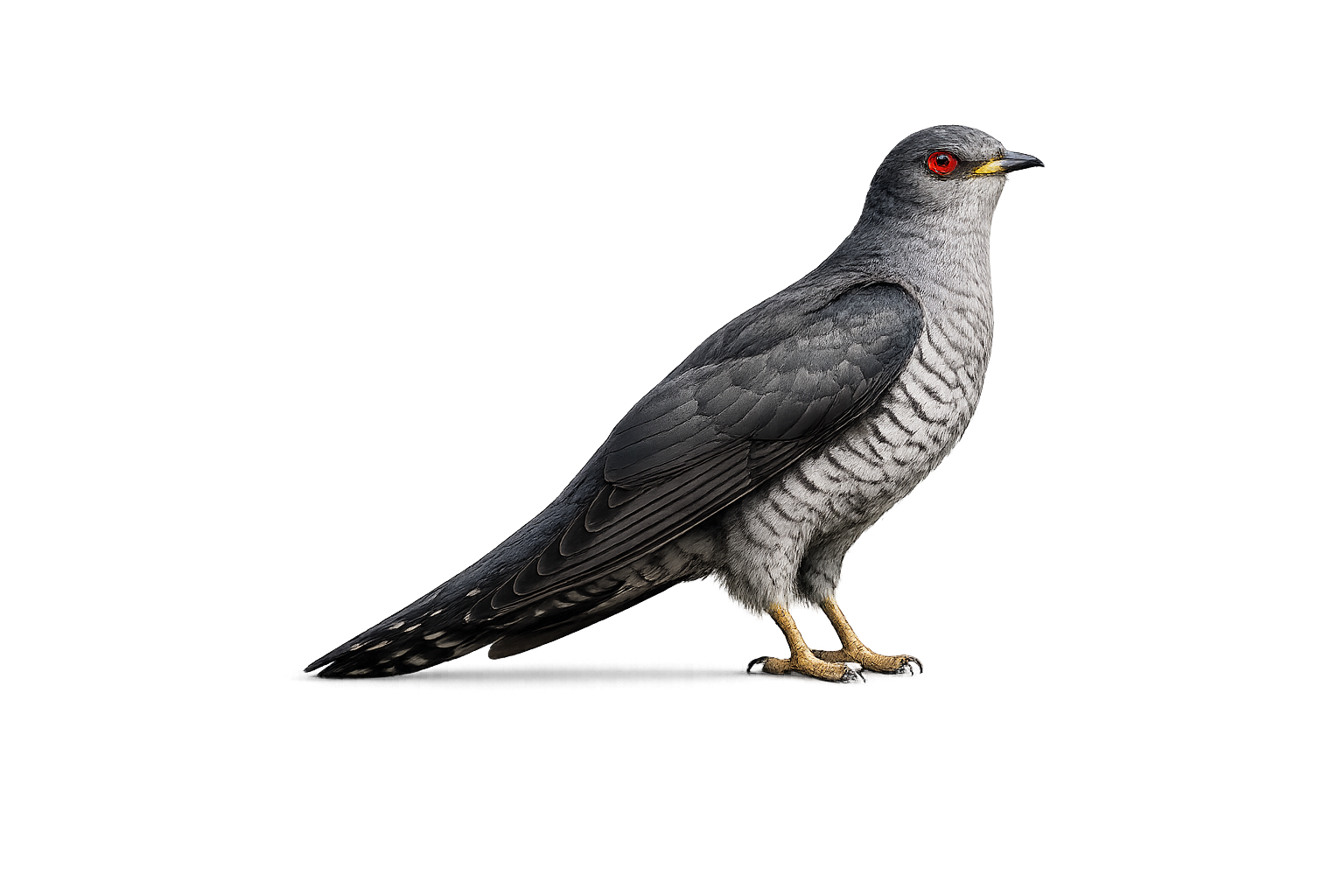 Elegant cuckoo PNG with realistic feather details and transparent background