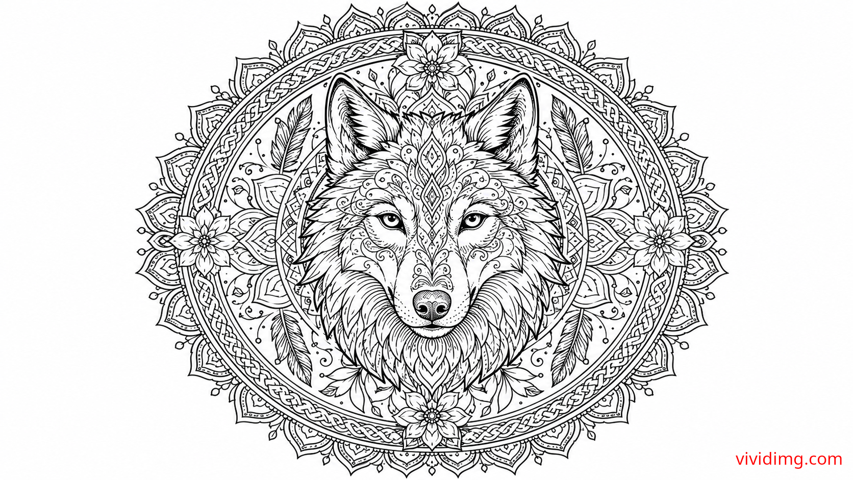 Mystic wolf mandala for fearless coloring - Mandala Art