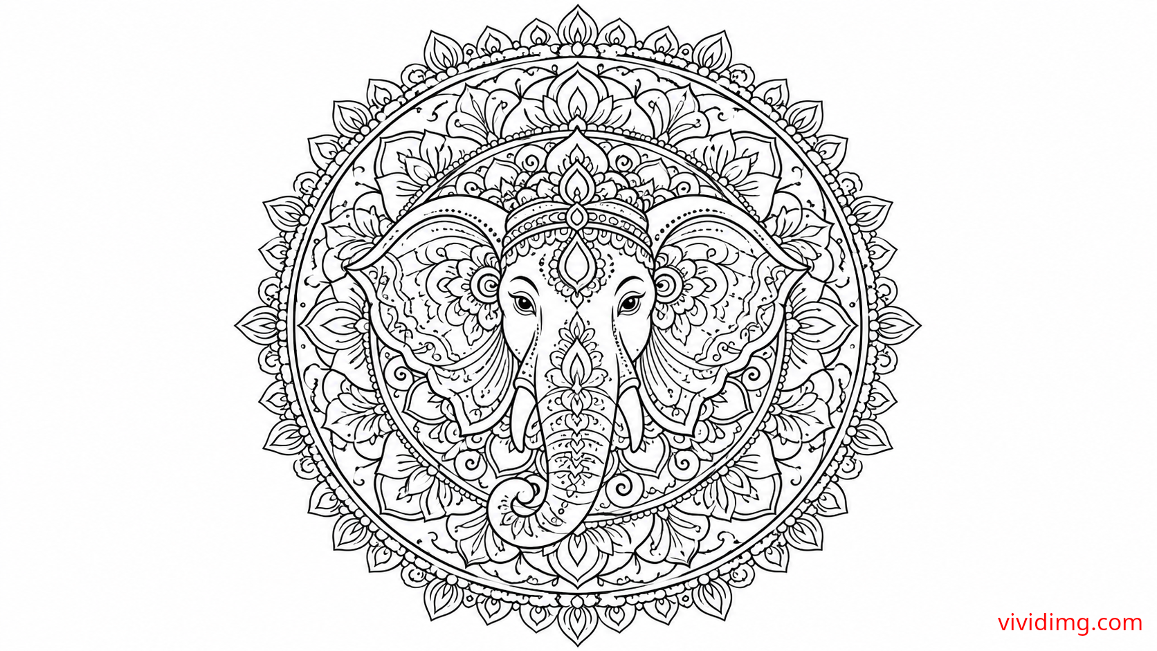 Majestic elephant mandala for peaceful coloring - Mandala Art