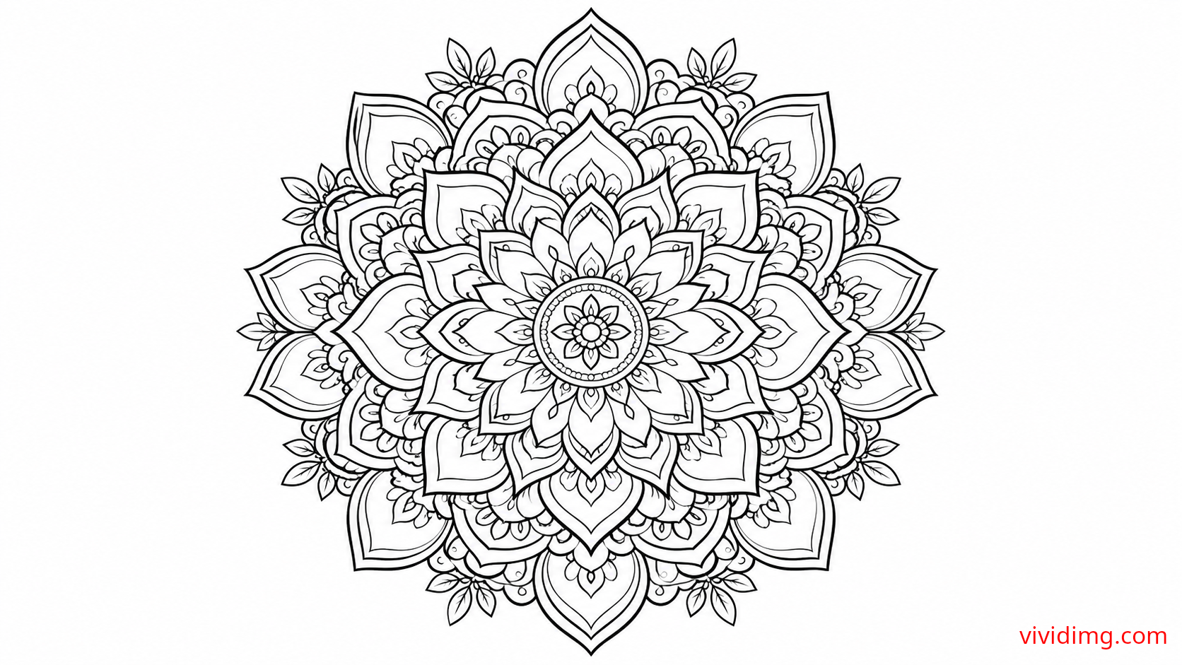 Radiant lotus mandala for mindful coloring
