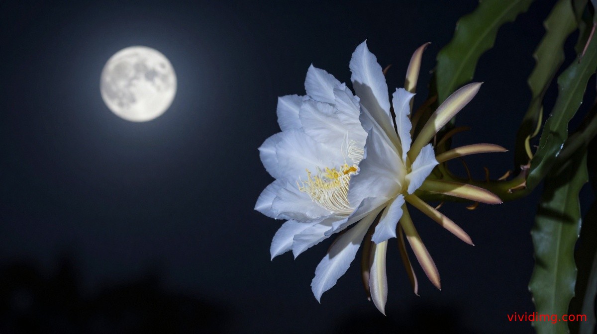Moonlit night blooming cereus rare flower HD image