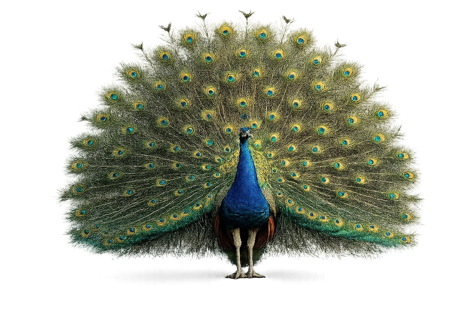 Peacock PNG with vibrant feathers and transparent background