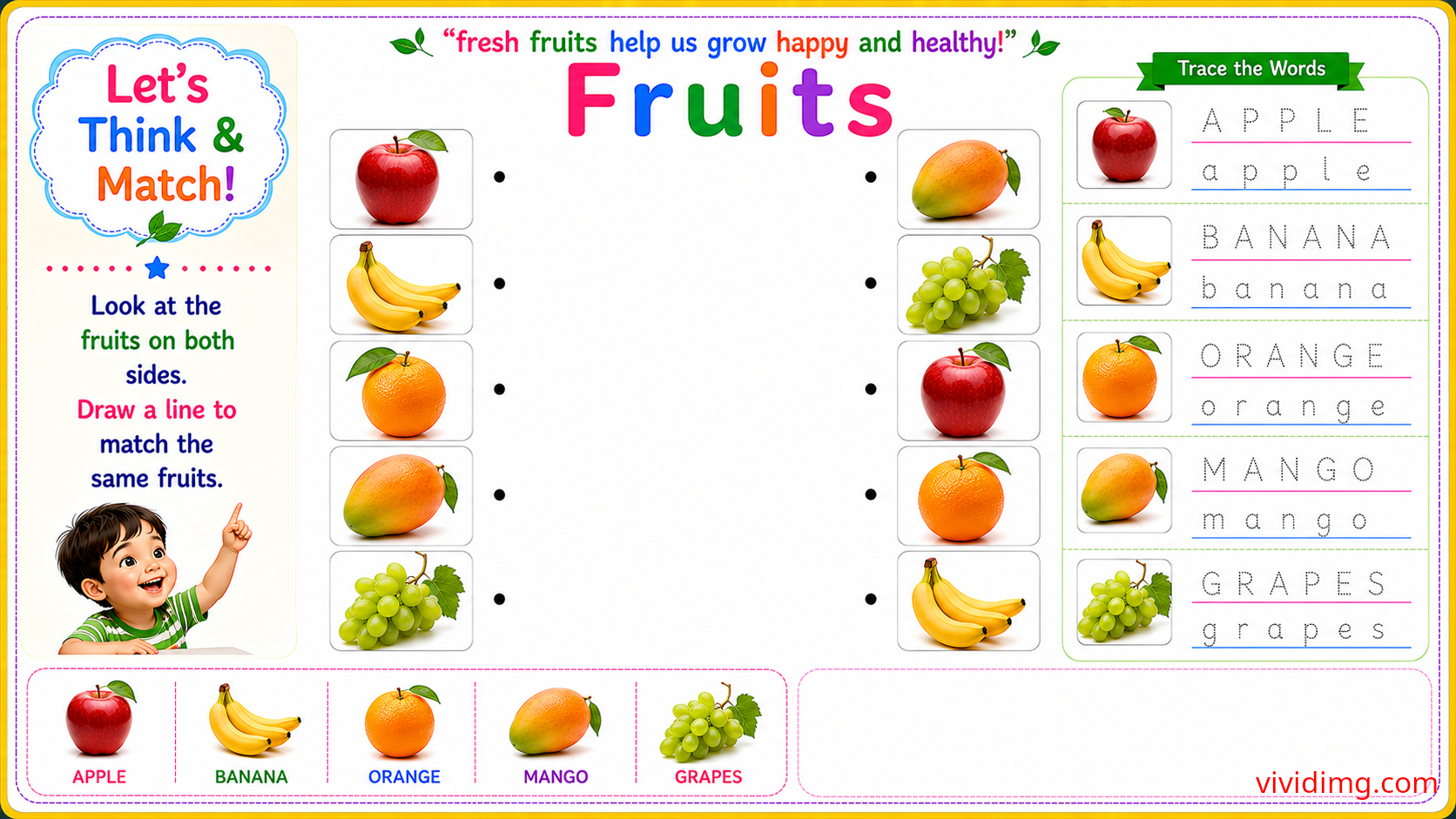 Healthy fruit fun for curious little learners – let's think & match