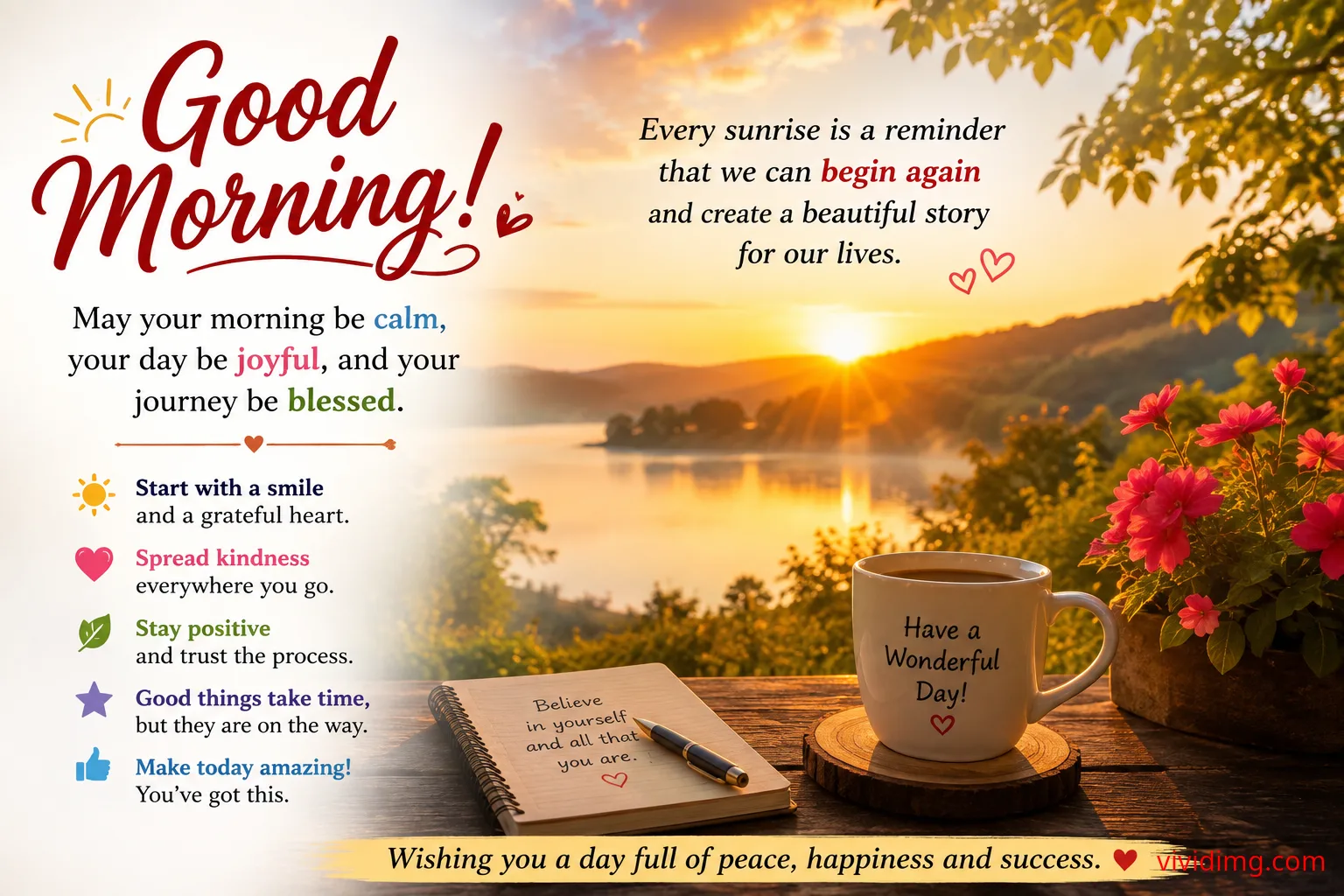 Good morning with hope, happiness and new beginnings