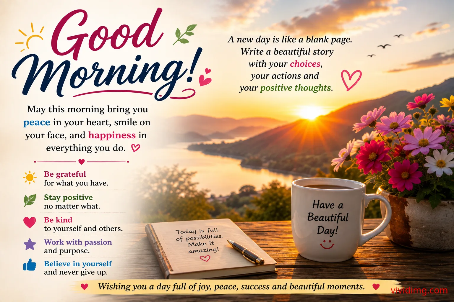 Good morning with peace, positivity and beautiful possibilities