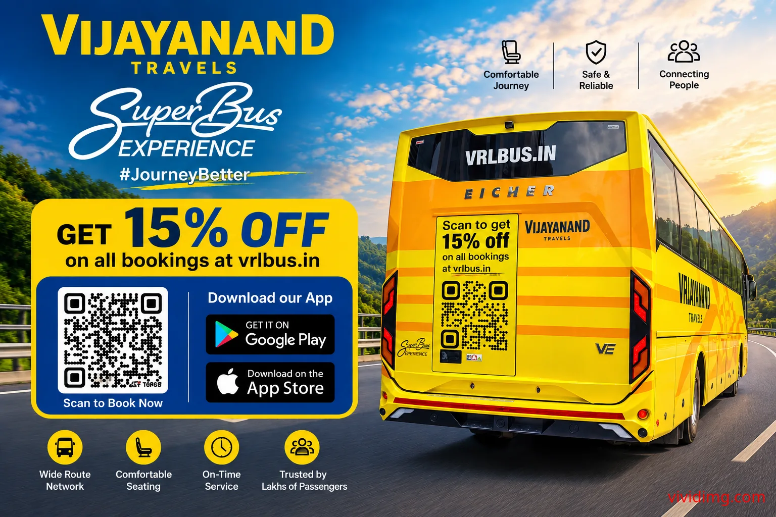 Vijayanand Travels bus booking offer – get 15% off on all bookings