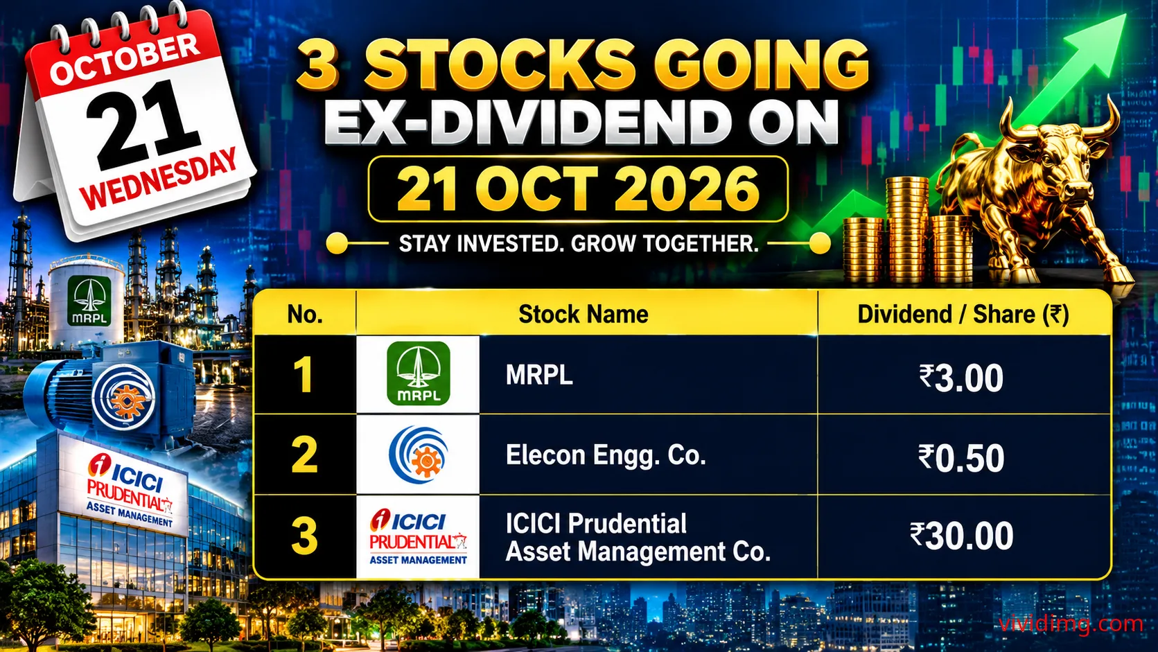Stocks going ex-dividend on 21 October 2026 – Indian dividend calendar