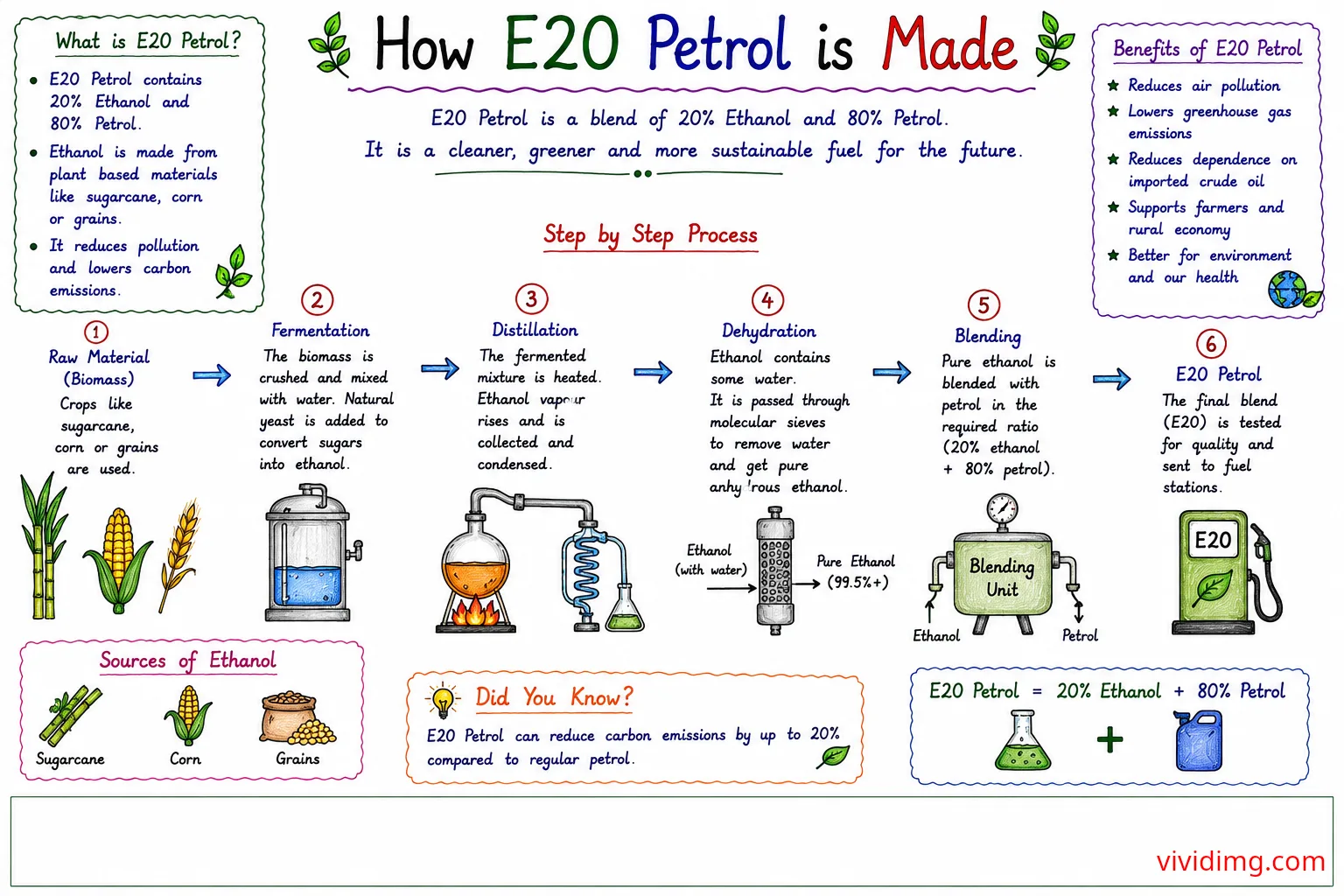 How E20 petrol is made – understanding ethanol blended fuel production