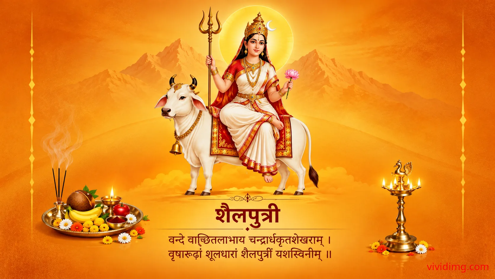 Shailaputri Devi – First Form of Navadurga with Sacred Sanskrit Shloka
