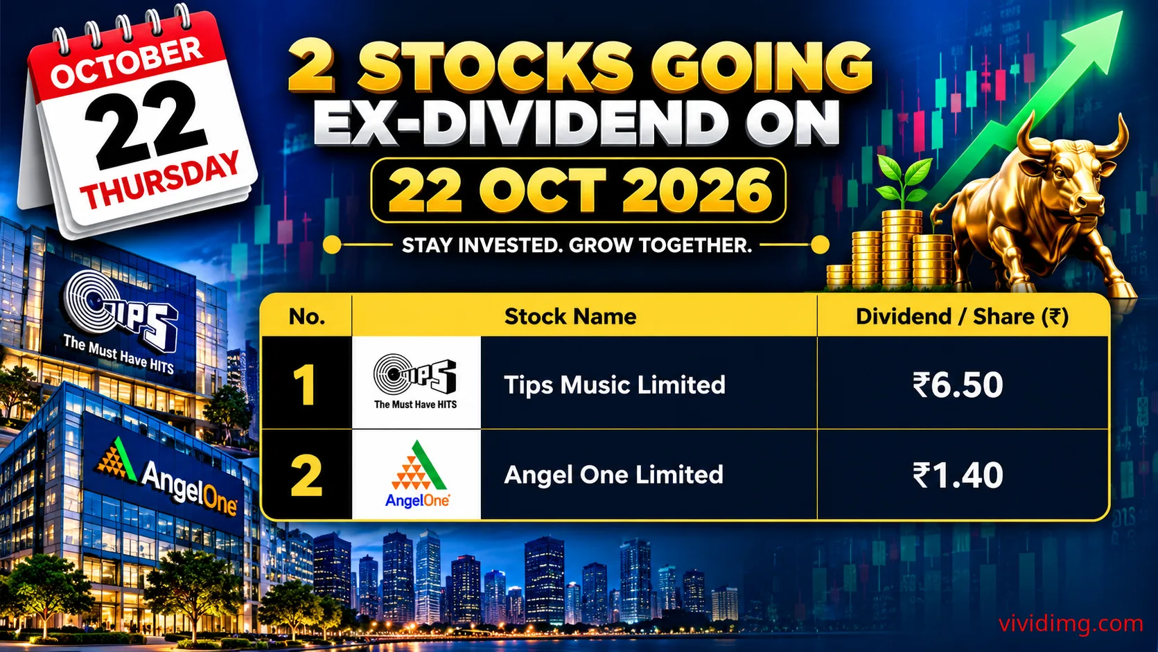 Stocks going ex-dividend on 22 October 2026 – Indian dividend calendar