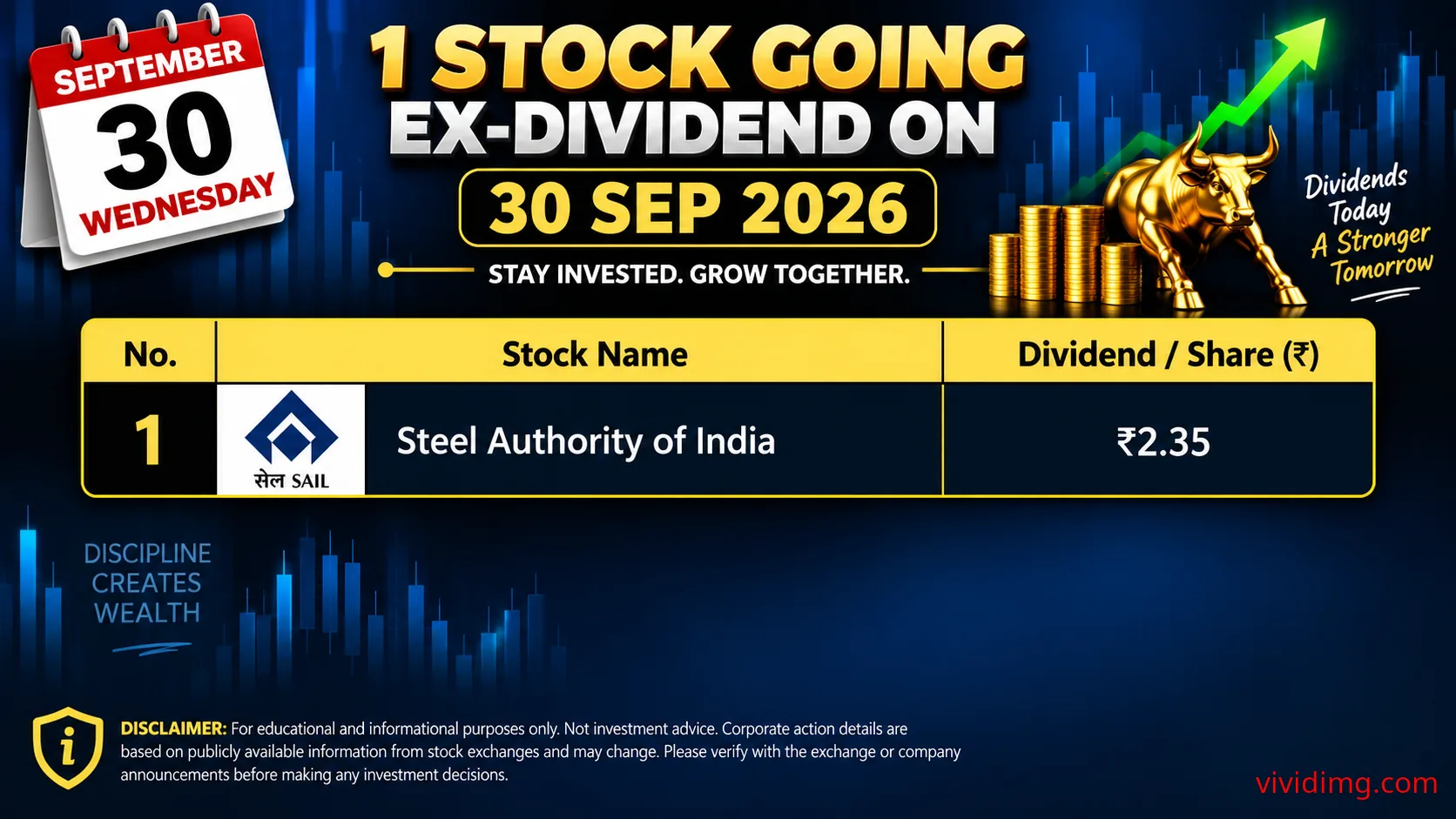 Steel Authority of India going ex-dividend on 30 Sep 2026 – SAIL ₹2.35 dividend
