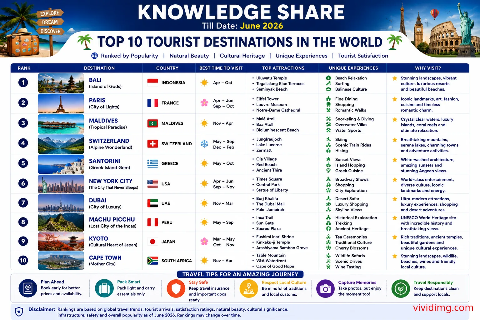Top 10 Tourist Destinations in the World (June 2026) - Knowledge Share