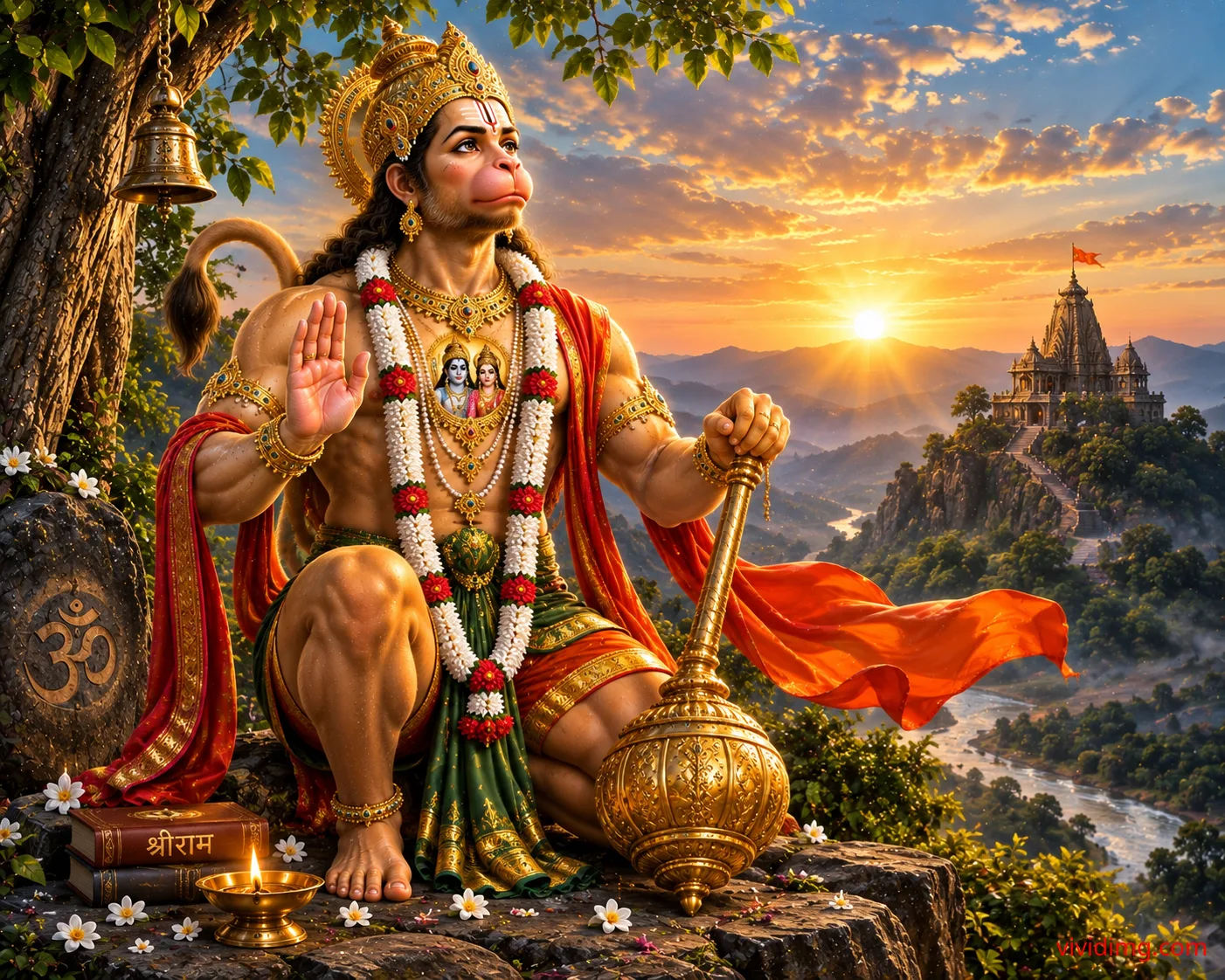 Lord Anjaneya with divine blessings of courage and devotion