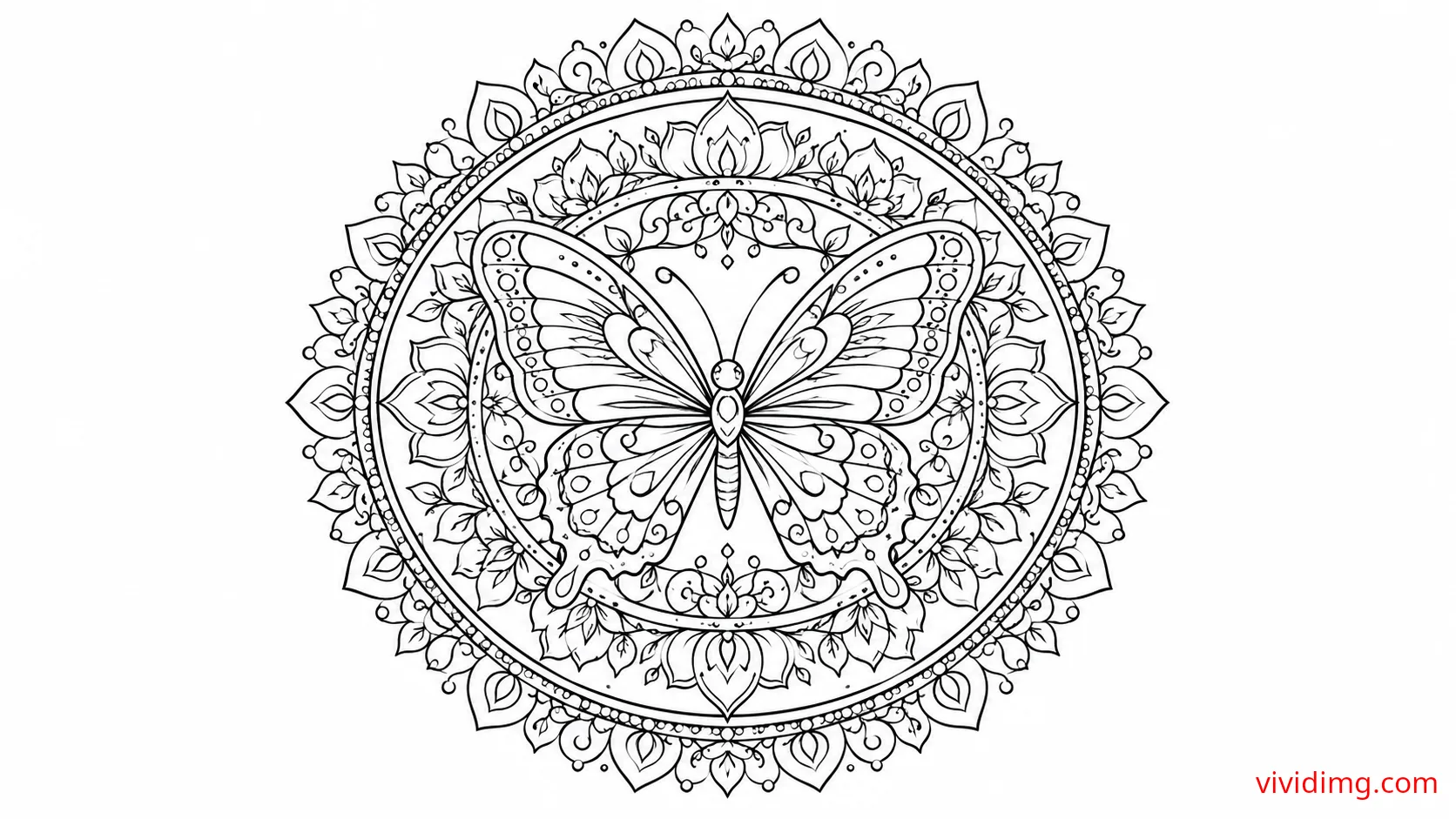 Mystical butterfly mandala for relaxing creativity - Mandala Art
