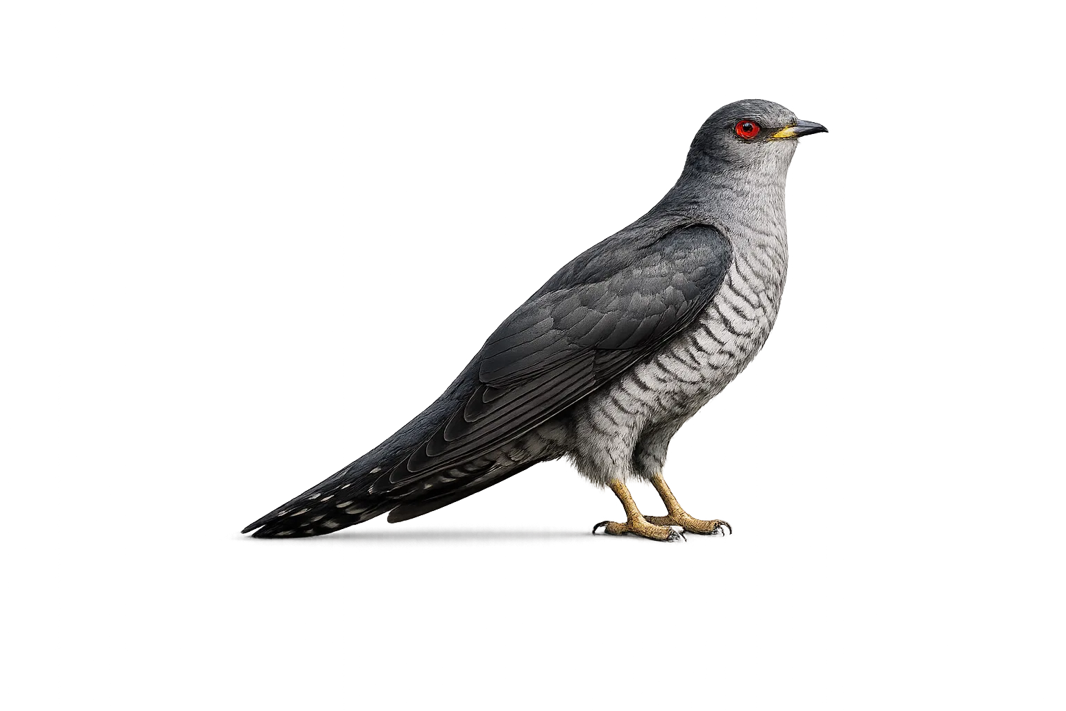 Elegant cuckoo PNG with realistic feather details and transparent background