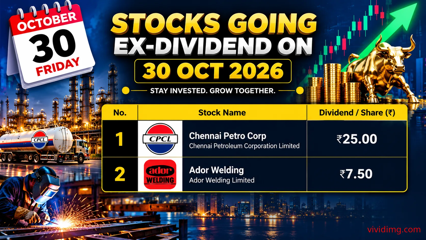 Stocks going ex-dividend on 30 October 2026 – Indian dividend calendar