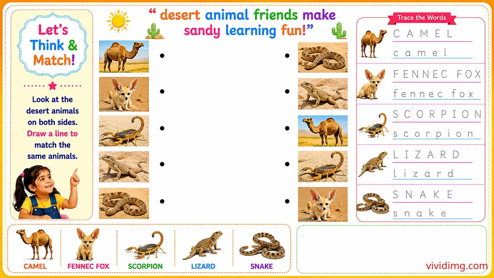 Learning lovable pet animals through play – let's think & match