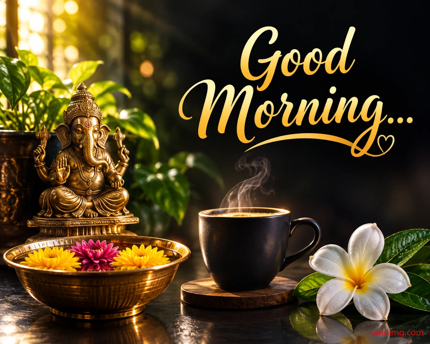 Good Morning with Lord Ganesha Blessings for a Beautiful Day