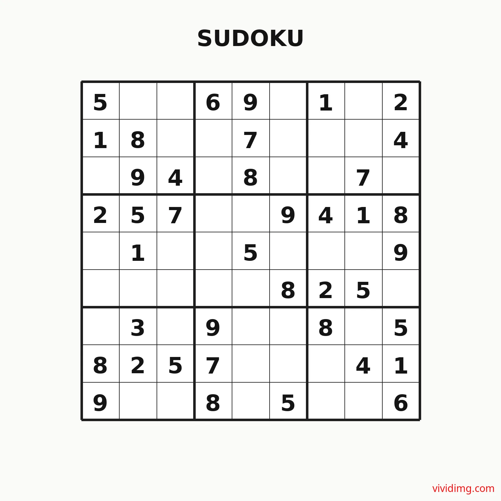 Calm 9x9 number workout for sharpening your focus - Sudoku - Easy
