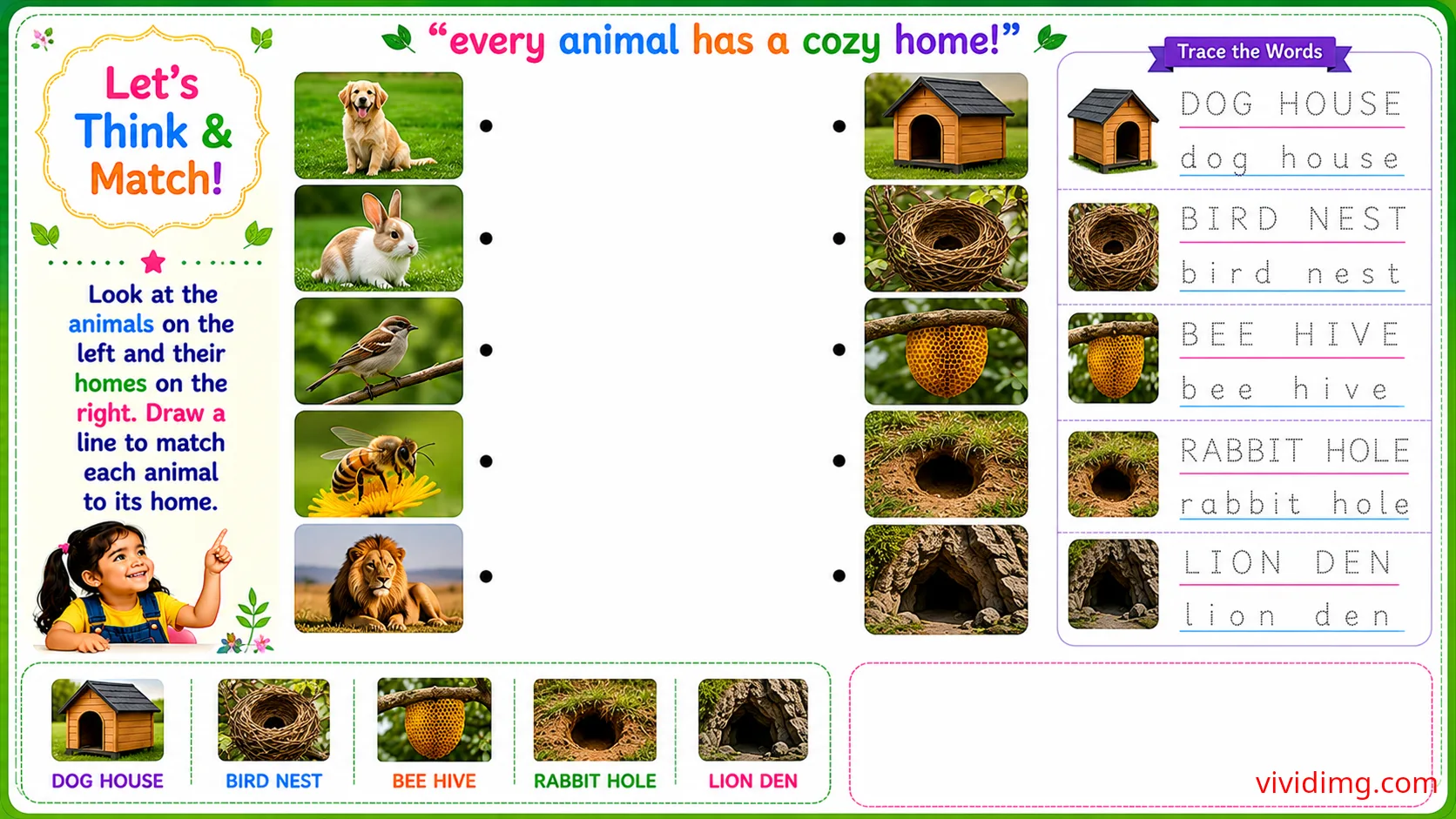Matching animals with their shelters for curious kids – let's think & match