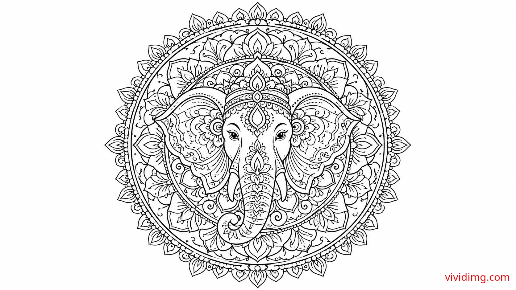 Majestic elephant mandala for peaceful coloring - Mandala Art