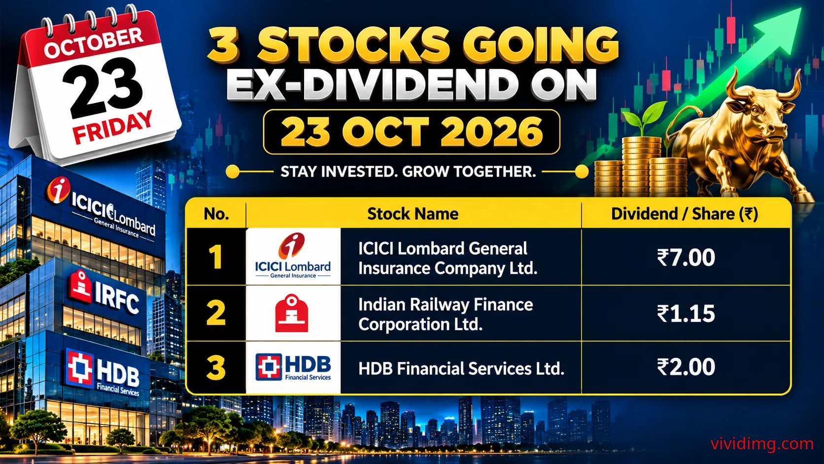Stocks going ex-dividend on 23 October 2026 – Indian dividend calendar
