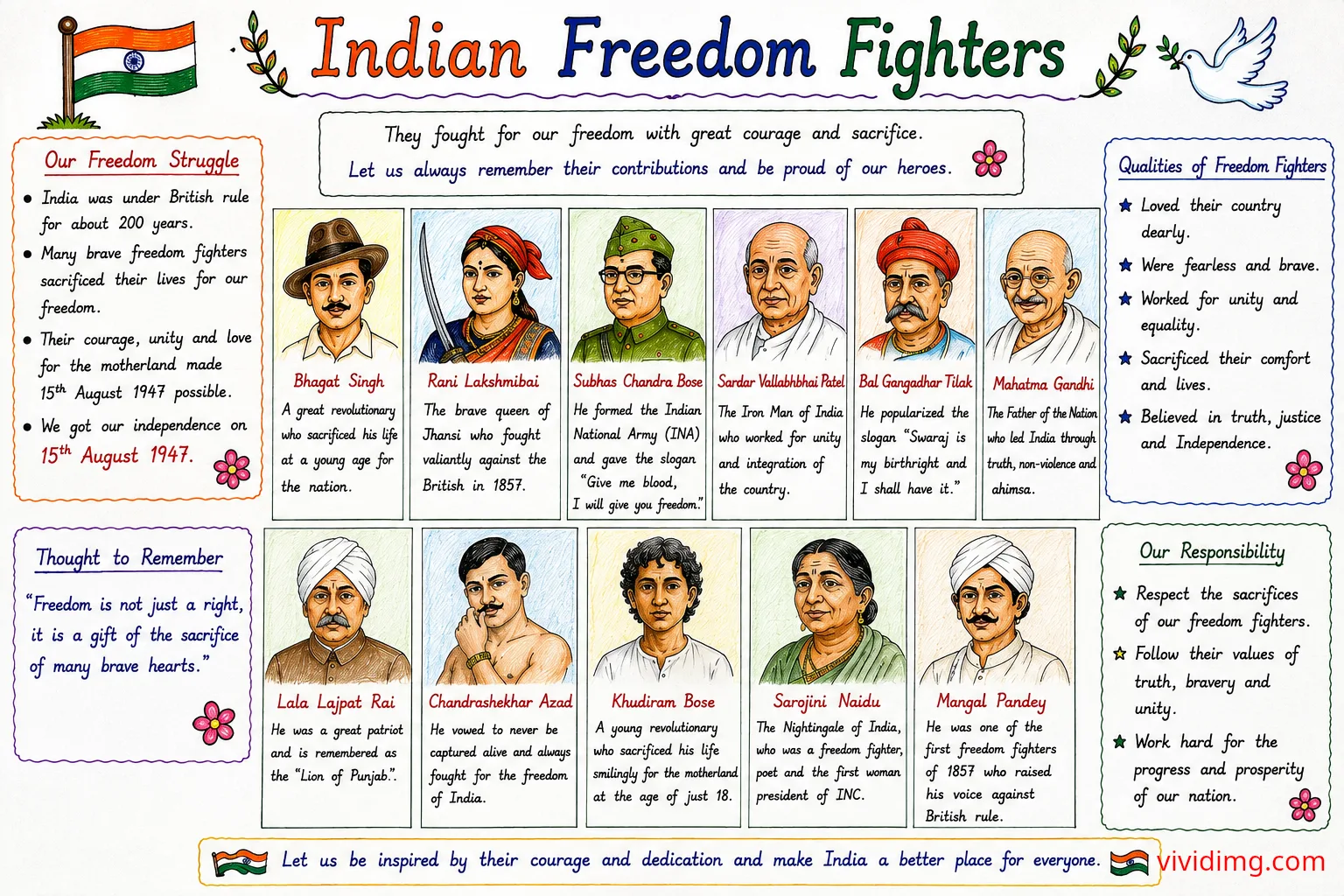 Indian freedom fighters – inspiring heroes of India's independence