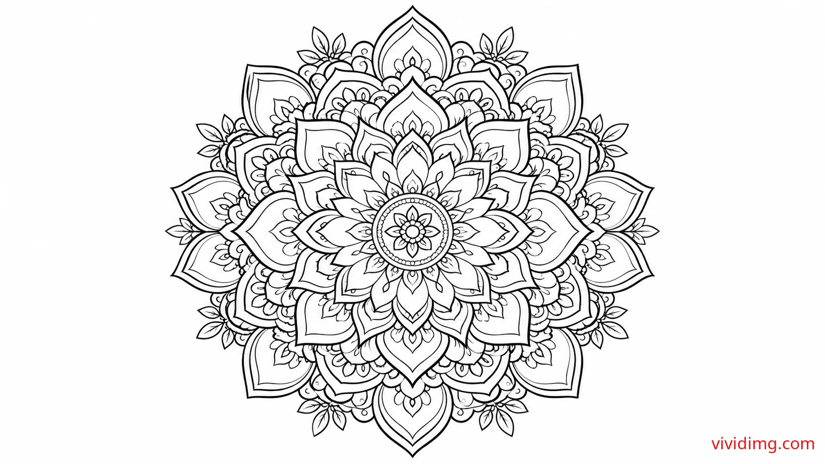 Radiant lotus mandala for mindful coloring