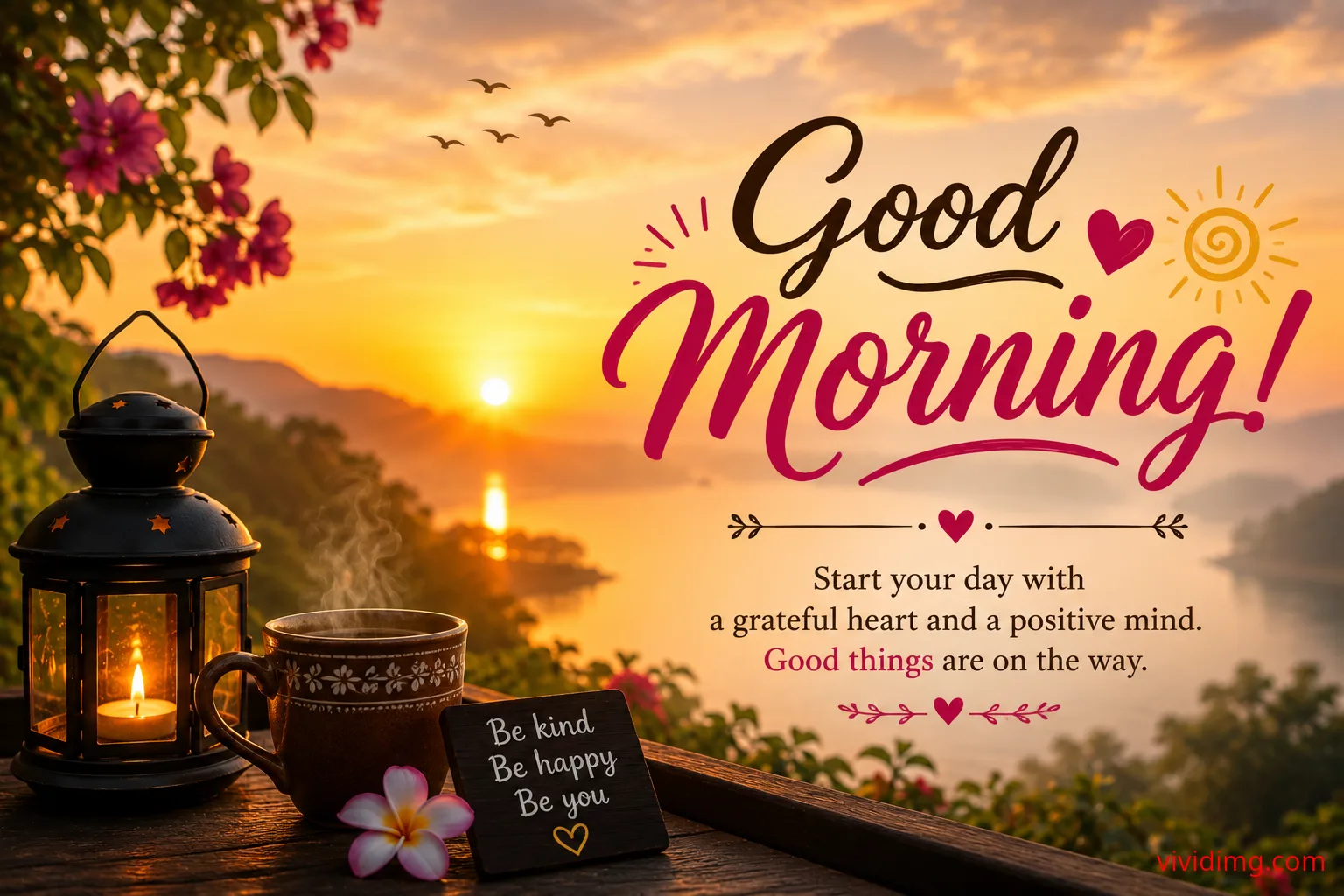 Good Morning Wishes with a Grateful Heart and Positive Mind
