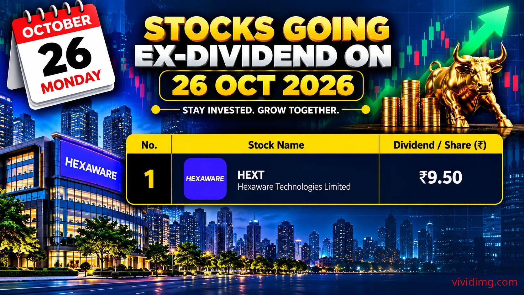 Stocks going ex-dividend on 26 October 2026 – Indian dividend calendar