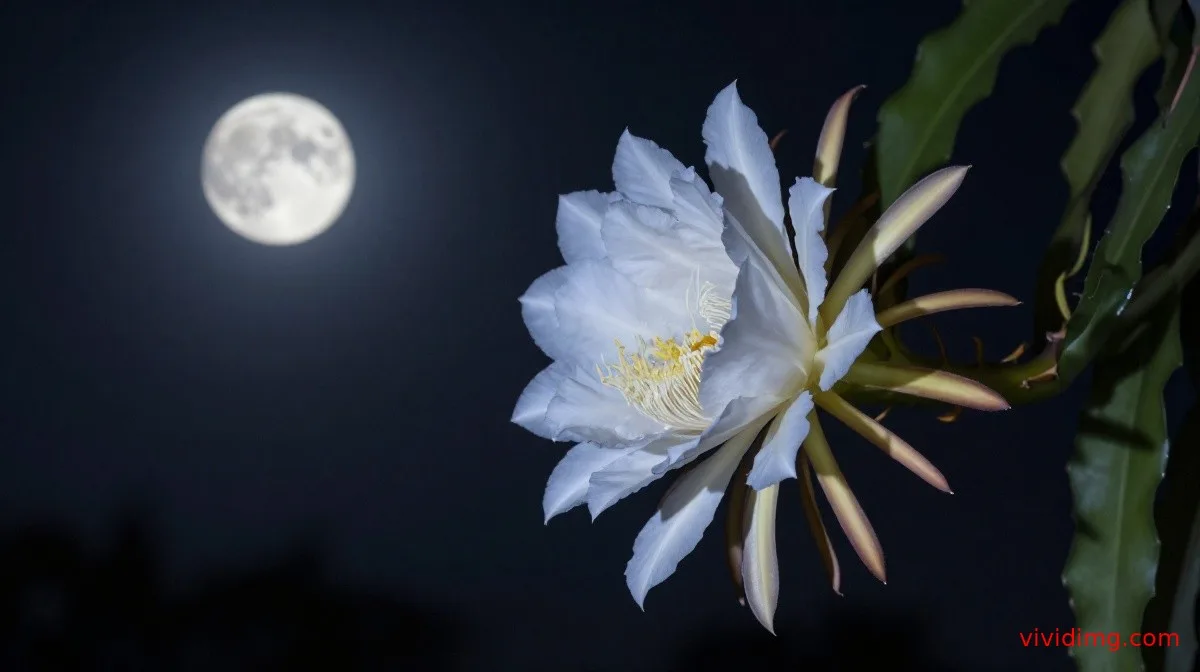 Moonlit night blooming cereus rare flower HD image