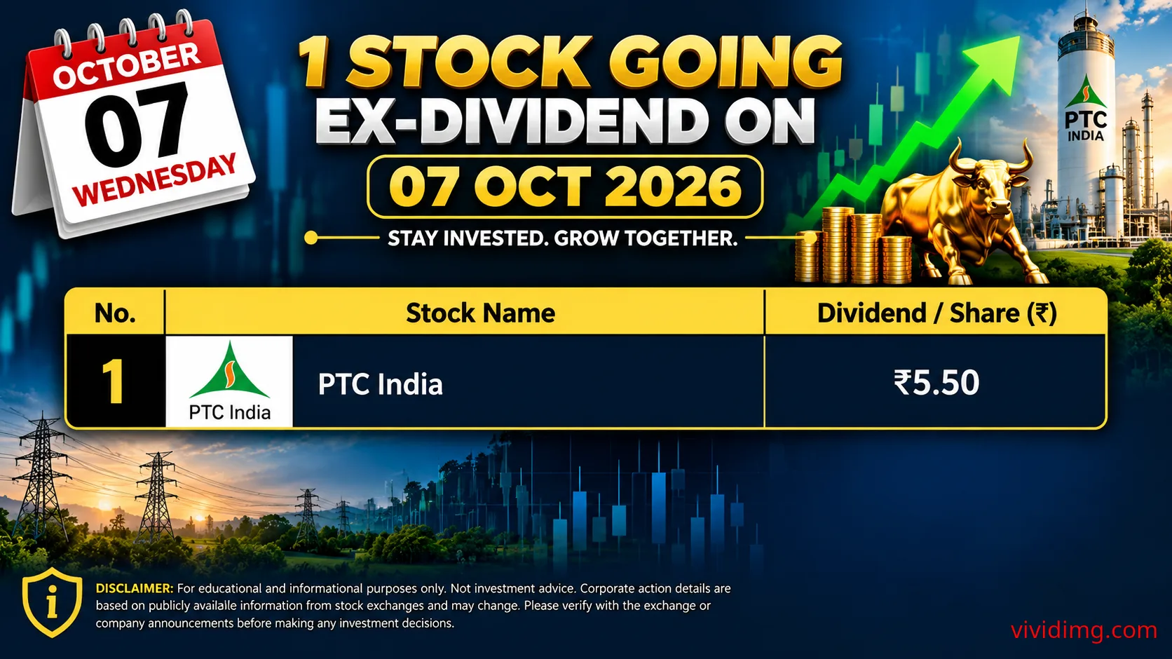 PTC India ex-dividend on 7 October 2026 – ₹5.50 dividend per share