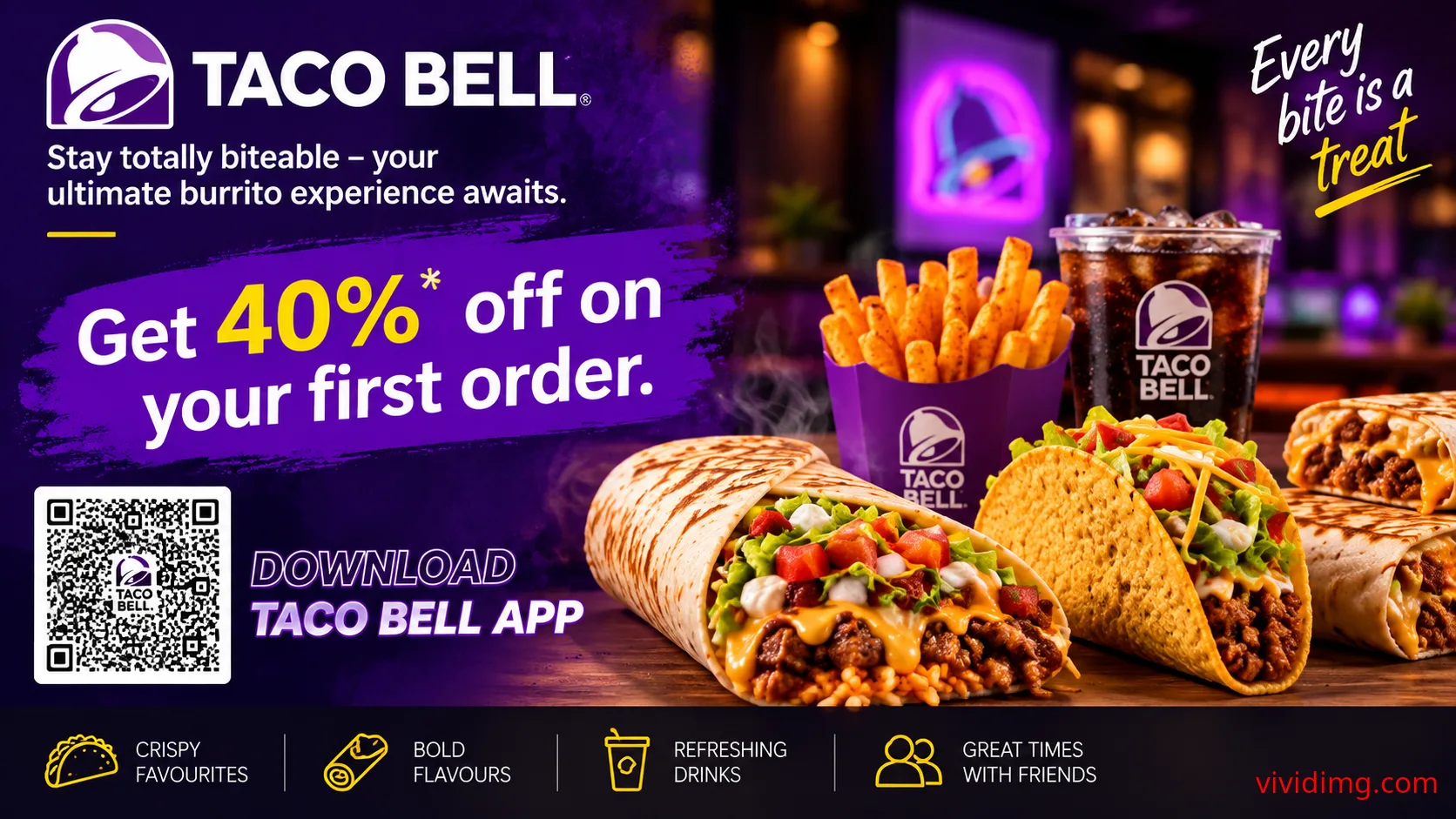 Taco Bell first order offer – get 40% off with the Taco Bell app