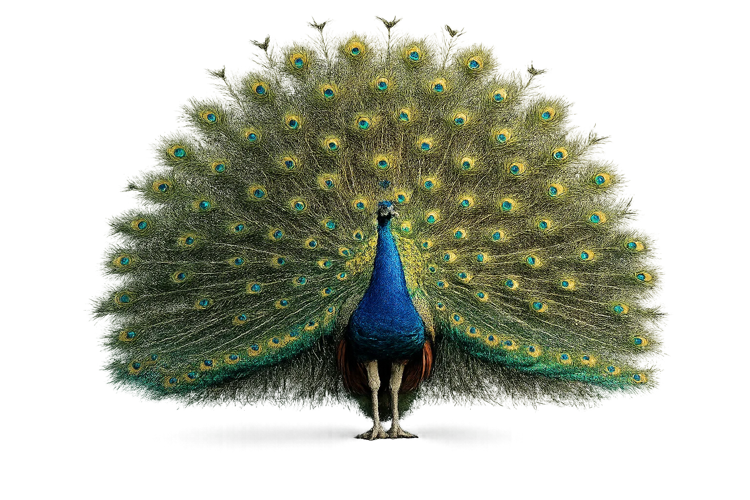 Peacock PNG with vibrant feathers and transparent background