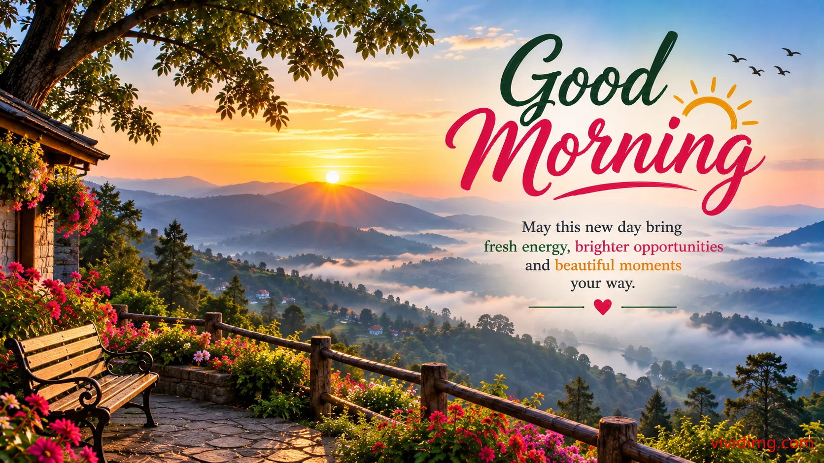 Beautiful hill station sunrise good morning wishes for a fresh new day