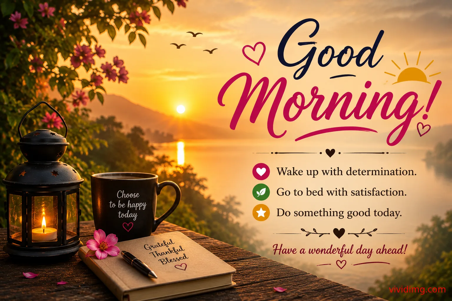 Good Morning Wishes for Determination Happiness and a Wonderful Day