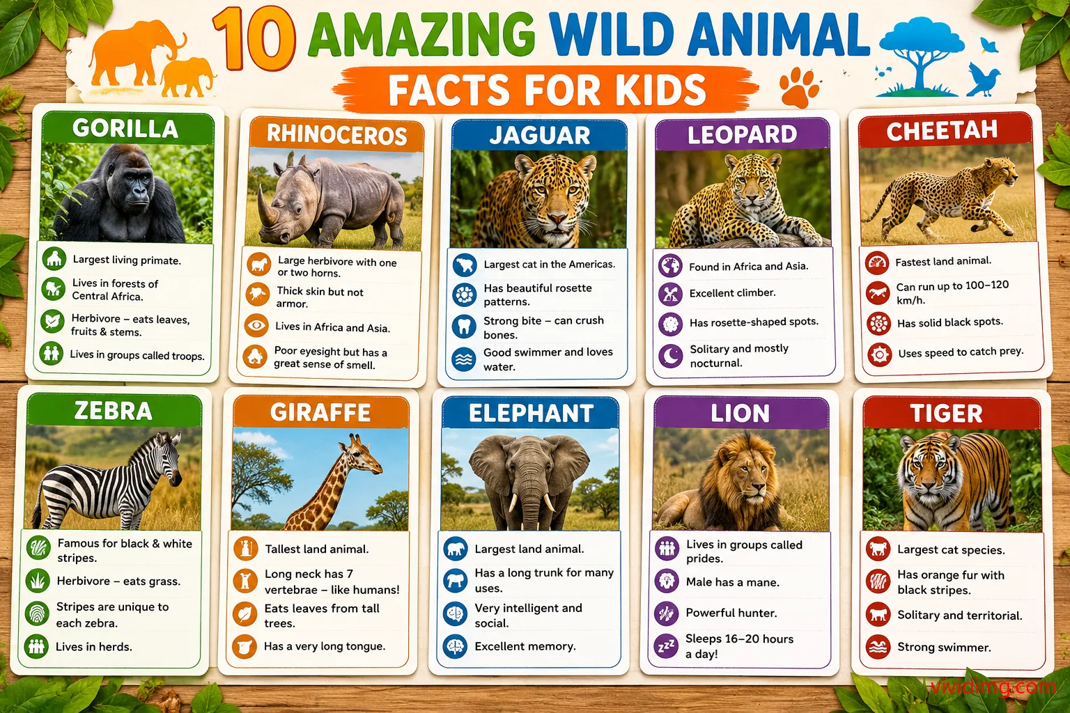 10 amazing wild animal facts for kids – educational flashcards
