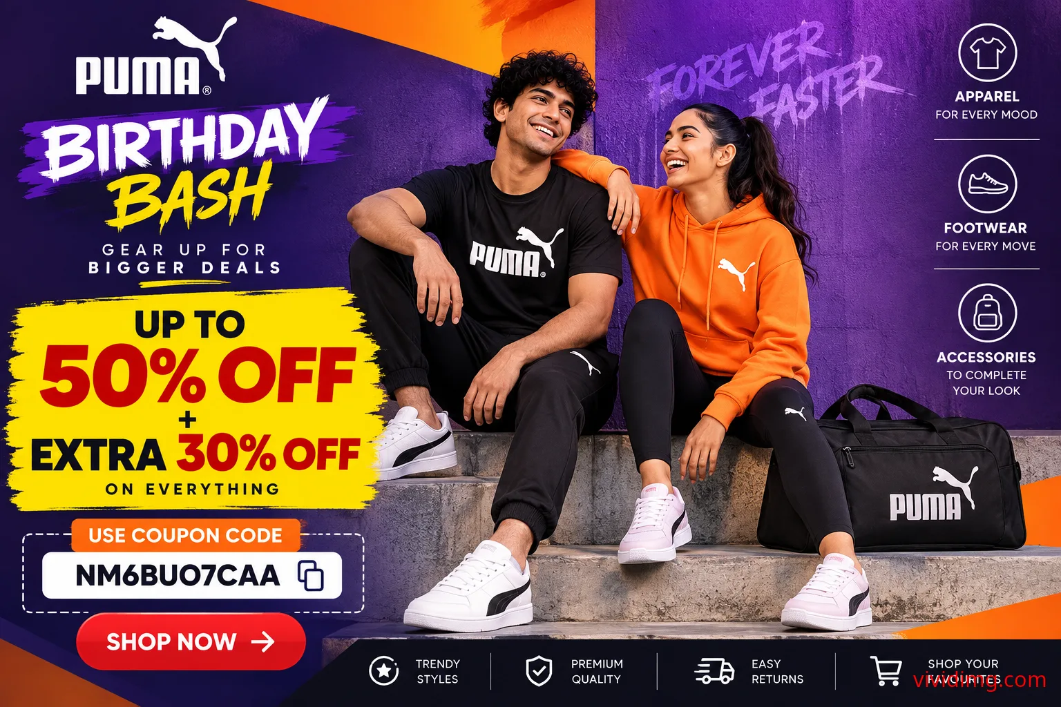 Puma Birthday Bash offer – up to 50% off plus extra 30% off
