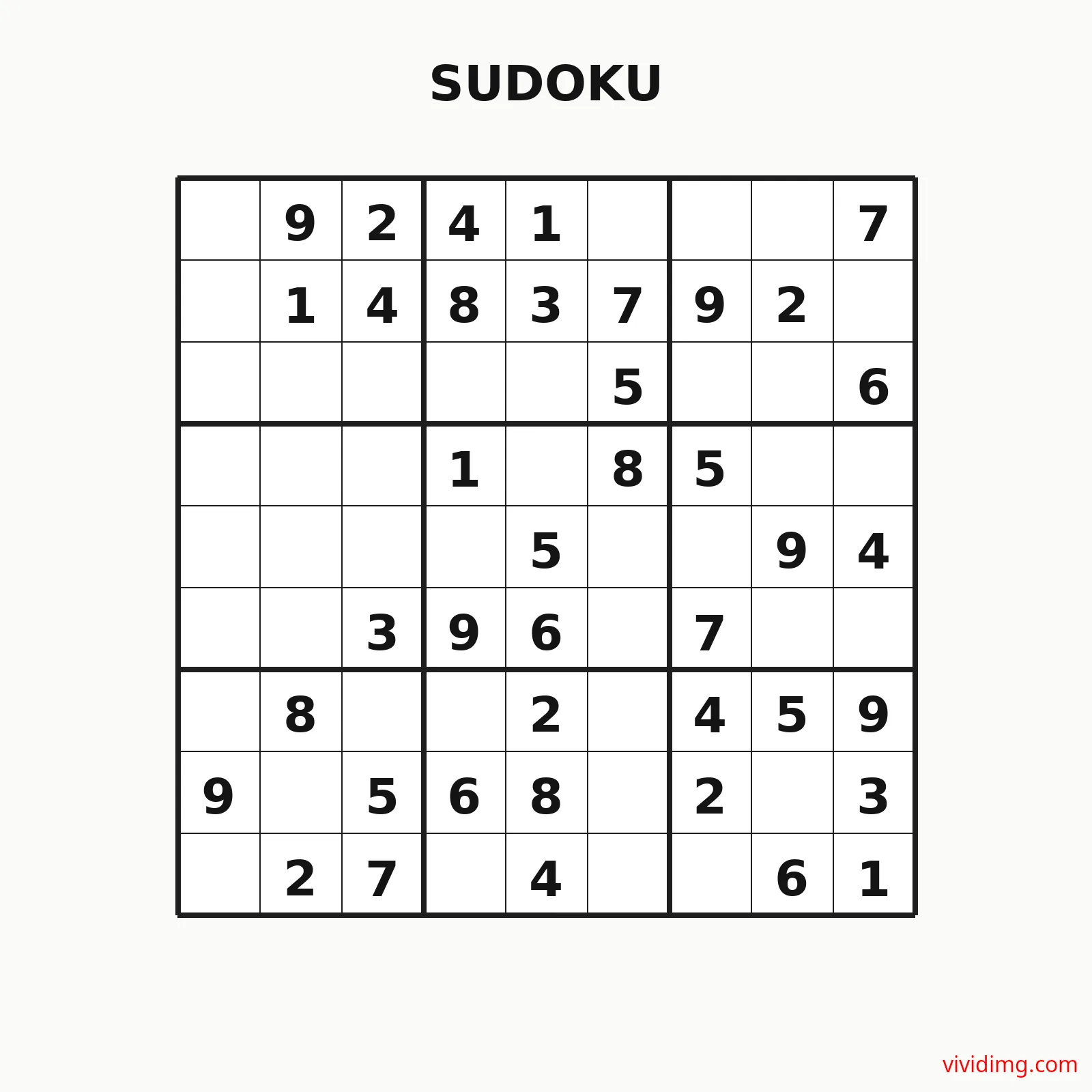 Fresh 9x9 number grid for a quick mental workout - Sudoku - Easy