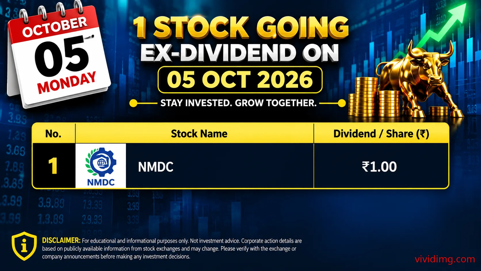 NMDC going ex-dividend on 5 Oct 2026 – ₹1.00 dividend per share