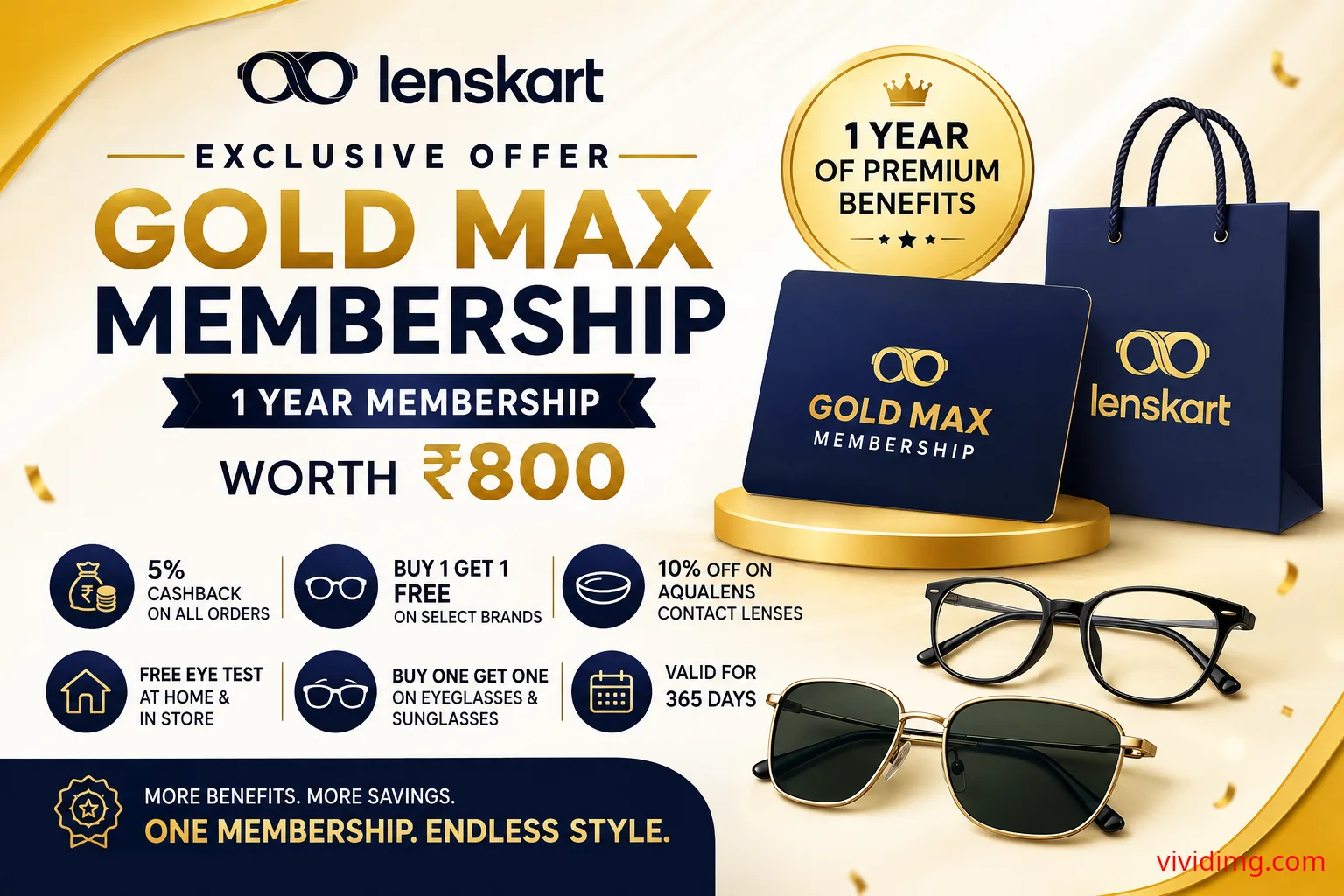 Free Lenskart Gold Max membership for 1 year worth ₹800
