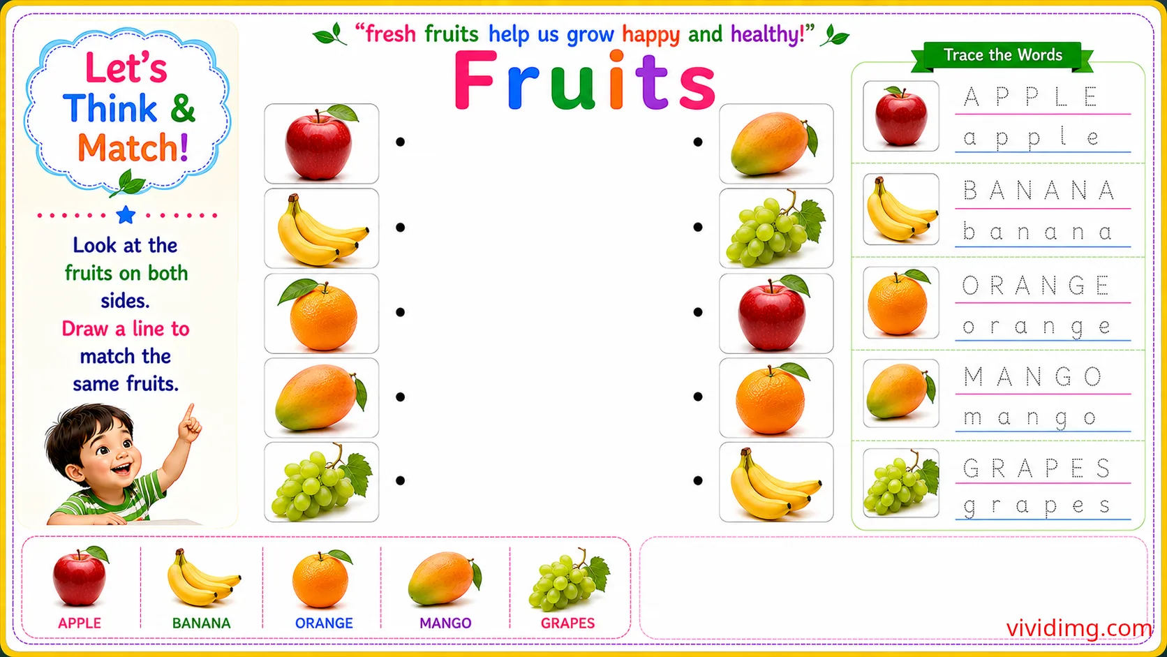 Healthy fruit fun for curious little learners – let's think & match