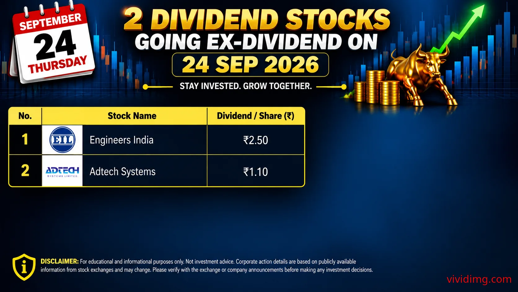 2 stocks going ex-dividend on 24 Sep 2026 – Engineers India and Adtech Systems