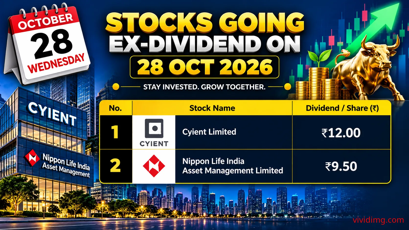 Stocks going ex-dividend on 28 October 2026 – Indian dividend calendar